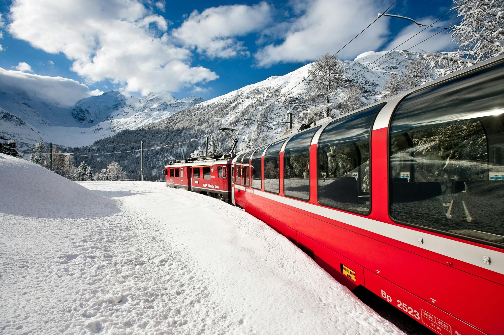 Bernina Express scenic train ride from Sankt Moritz to Tirano