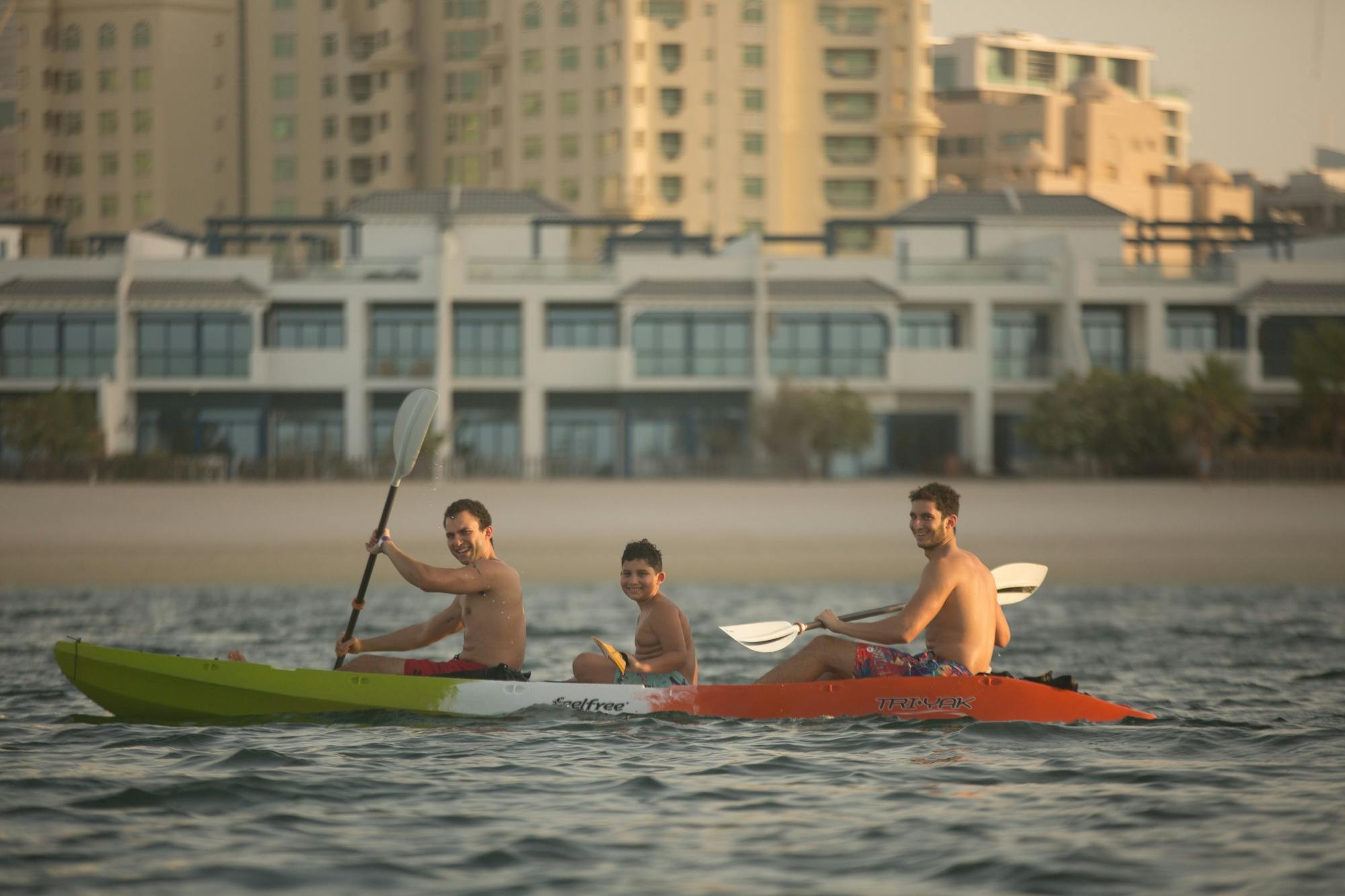 Three seater kayak rental at the Palm Jumeirah Musement