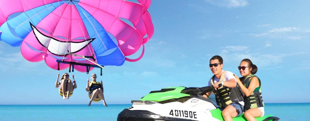 Combinação de parapente e safári de jet ski