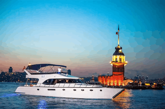 Bosphorus luxury yacht cruise at sunset with drinks