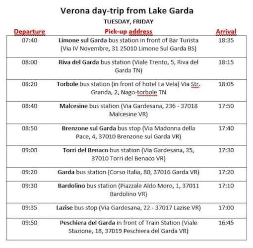 Verona 1-day trip from Lake Garda