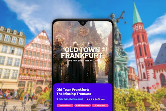 Jogo de exploração e passeio pela cidade velha de Frankfurt