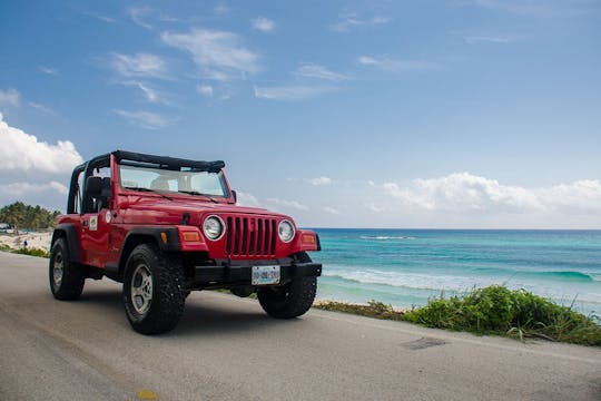 Przejazd jeepem Cozumel z nurkowaniem z rurką z Cancun i Riviera Maya