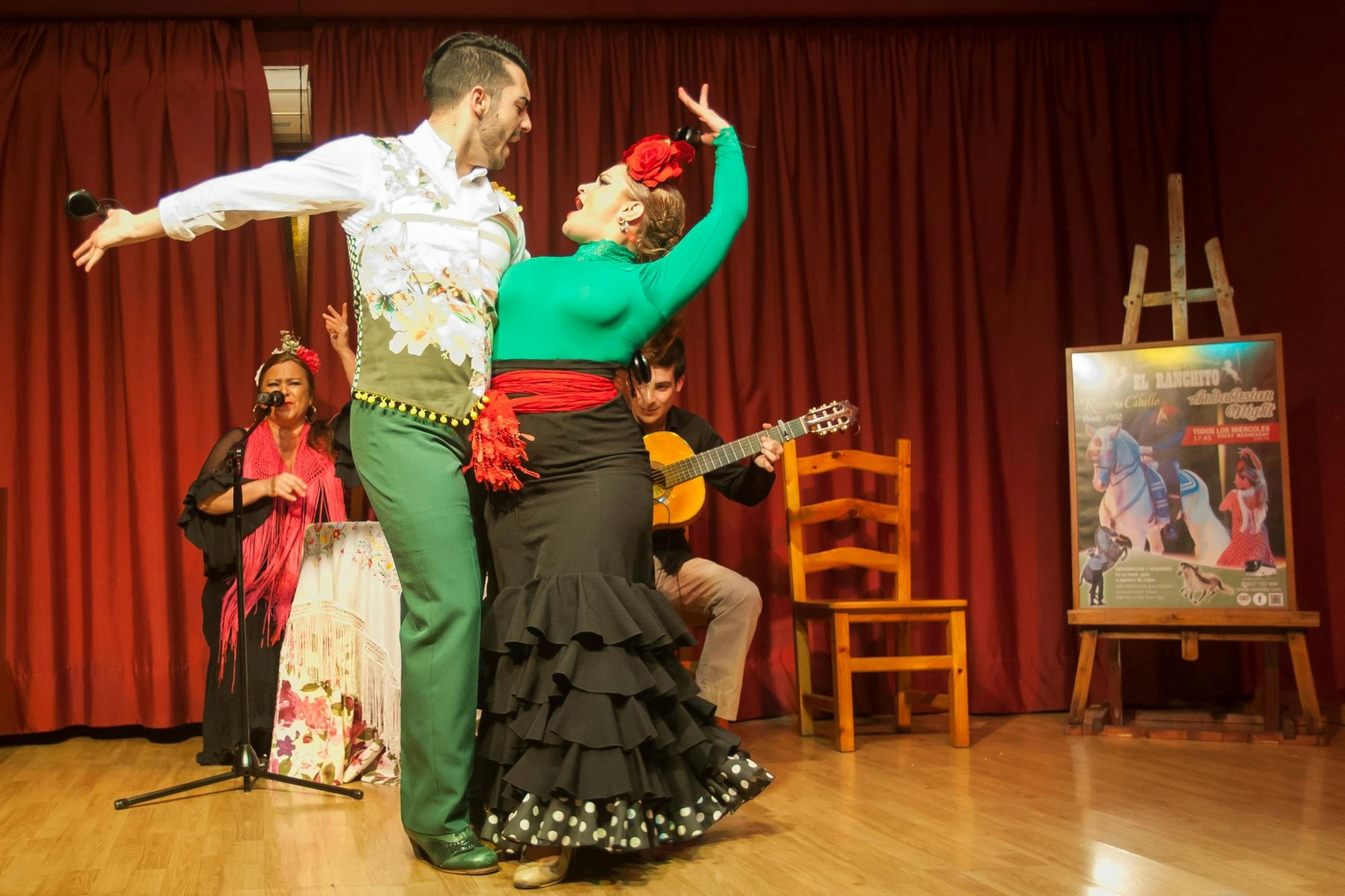 Caballo andaluz y espectáculo de flamenco con cena en Málaga