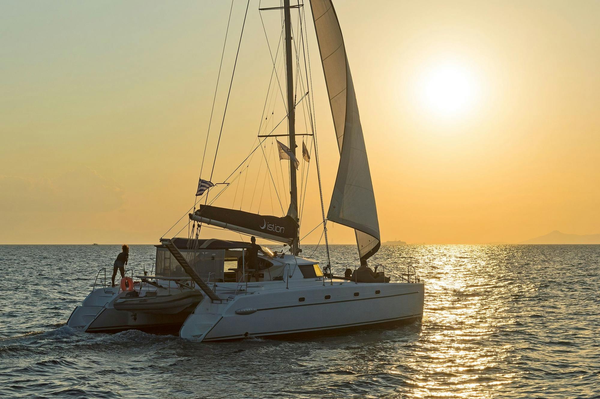 Athenian Riviera half-day sunset cruise with a sailing catamaran
