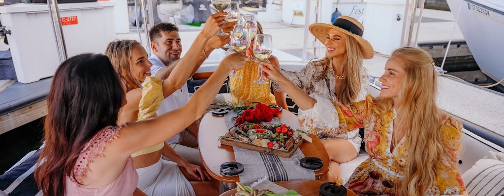 Private electric boat sunset cruise with wine and charcuterie board