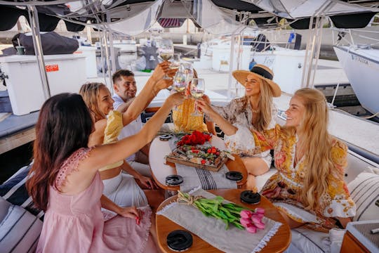 Private electric boat sunset cruise with wine and charcuterie board
