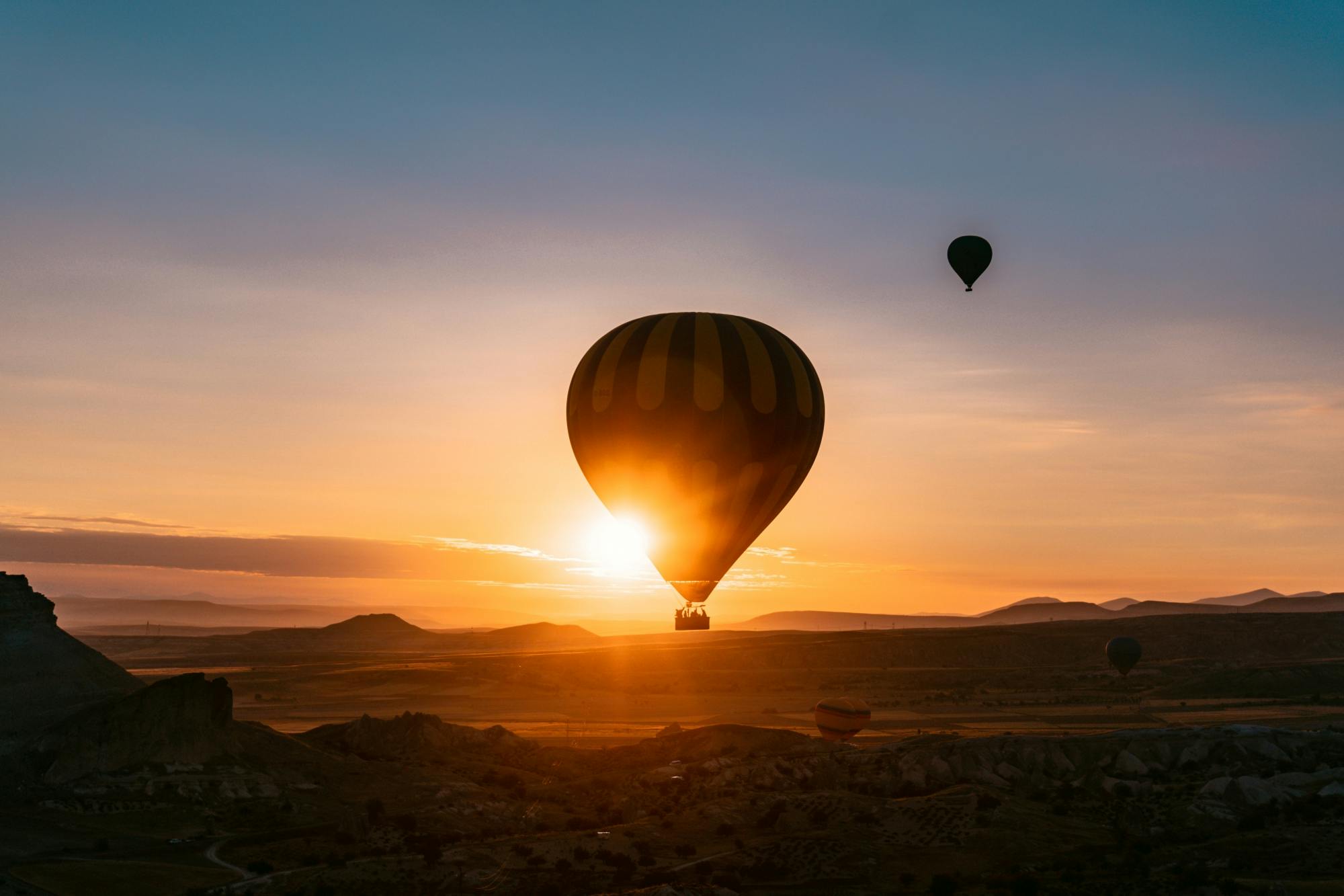 Private hot-air balloon flight over Lasithi Plateau at sunrise