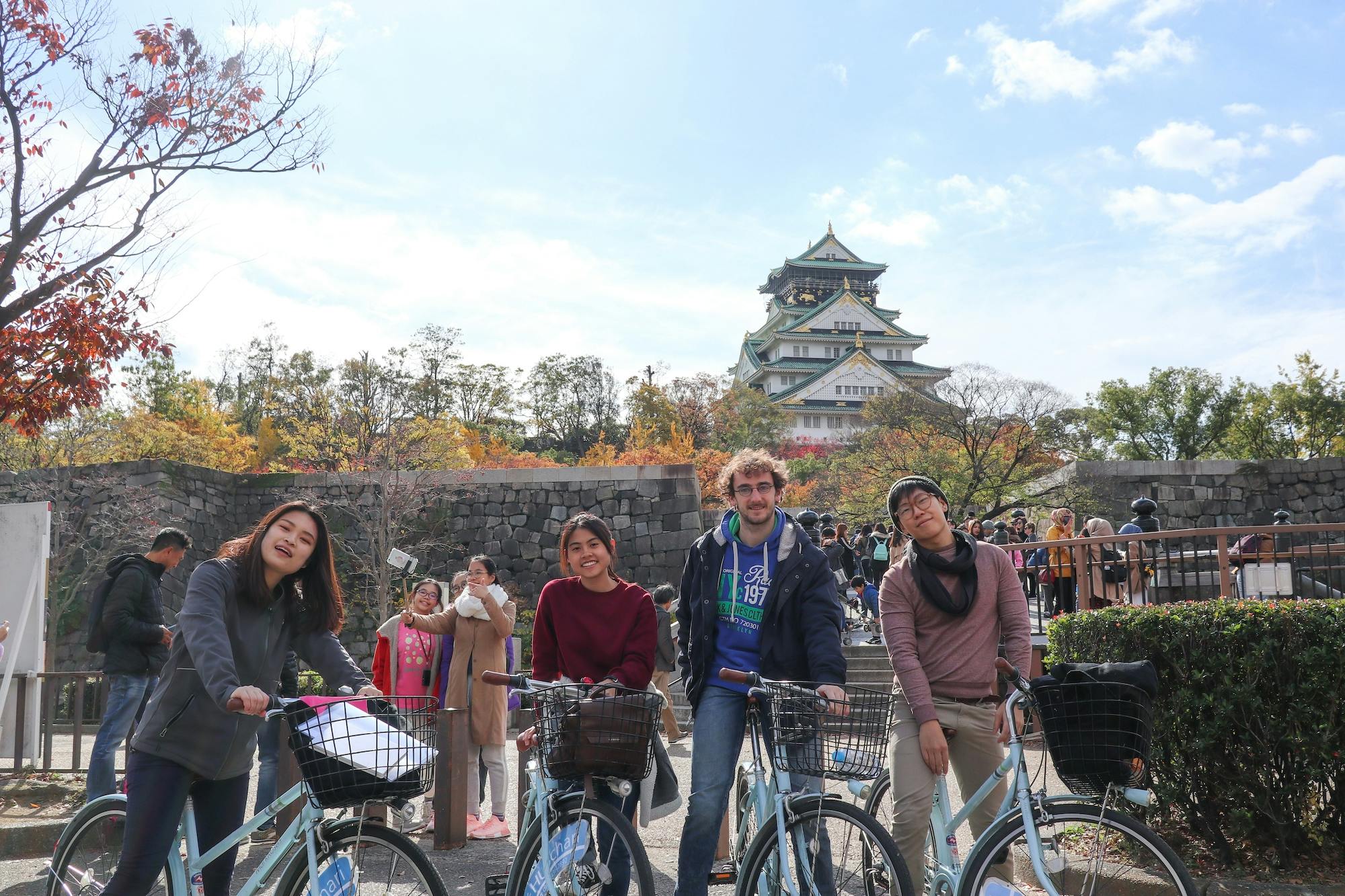 Fietstocht naar het kasteel en parkgebied van Osaka