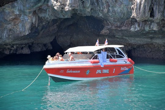 Tour guiado de snorkel a la Cueva Esmeralda y 4 islas en lancha rápida