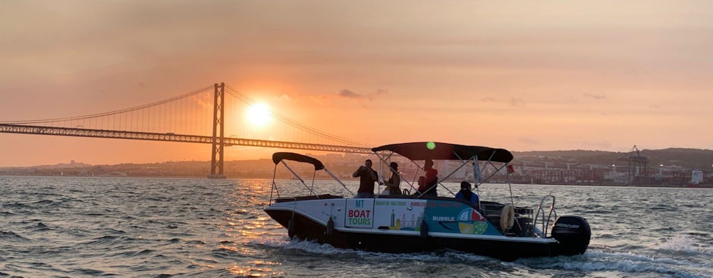 Tagus river night cruise with glass of champagne