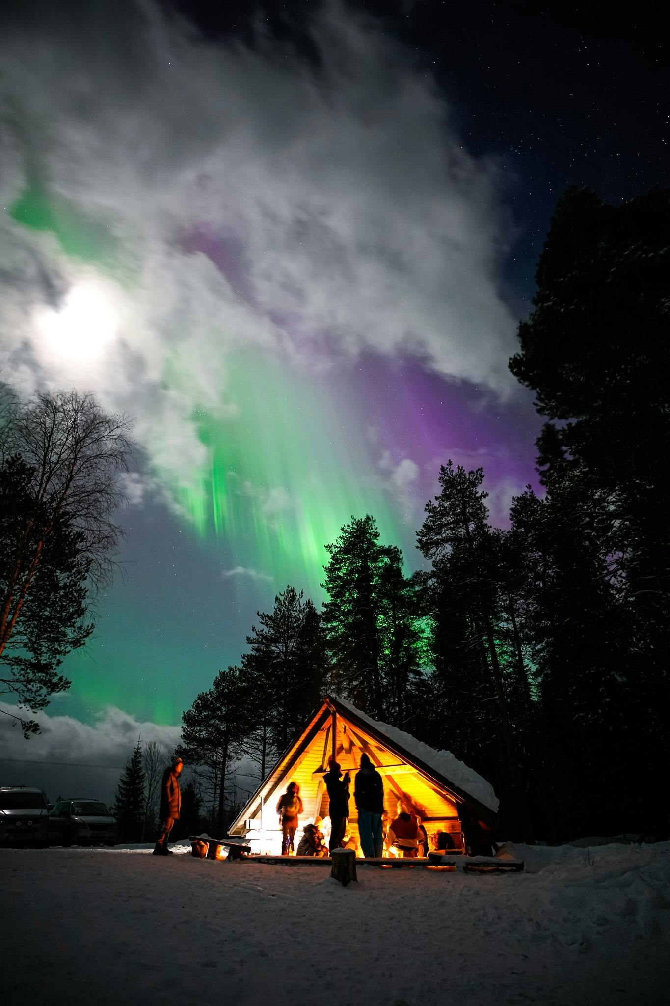 Night barbecue in Lapland outdoors