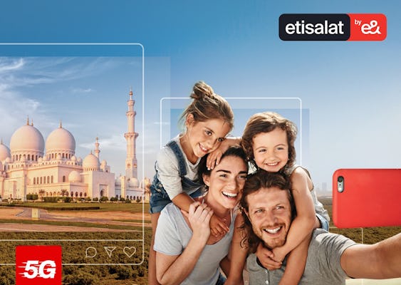 Toeristische 5G-4G-simkaart voor het ophalen van de luchthaven van Abu Dhabi in de VAE