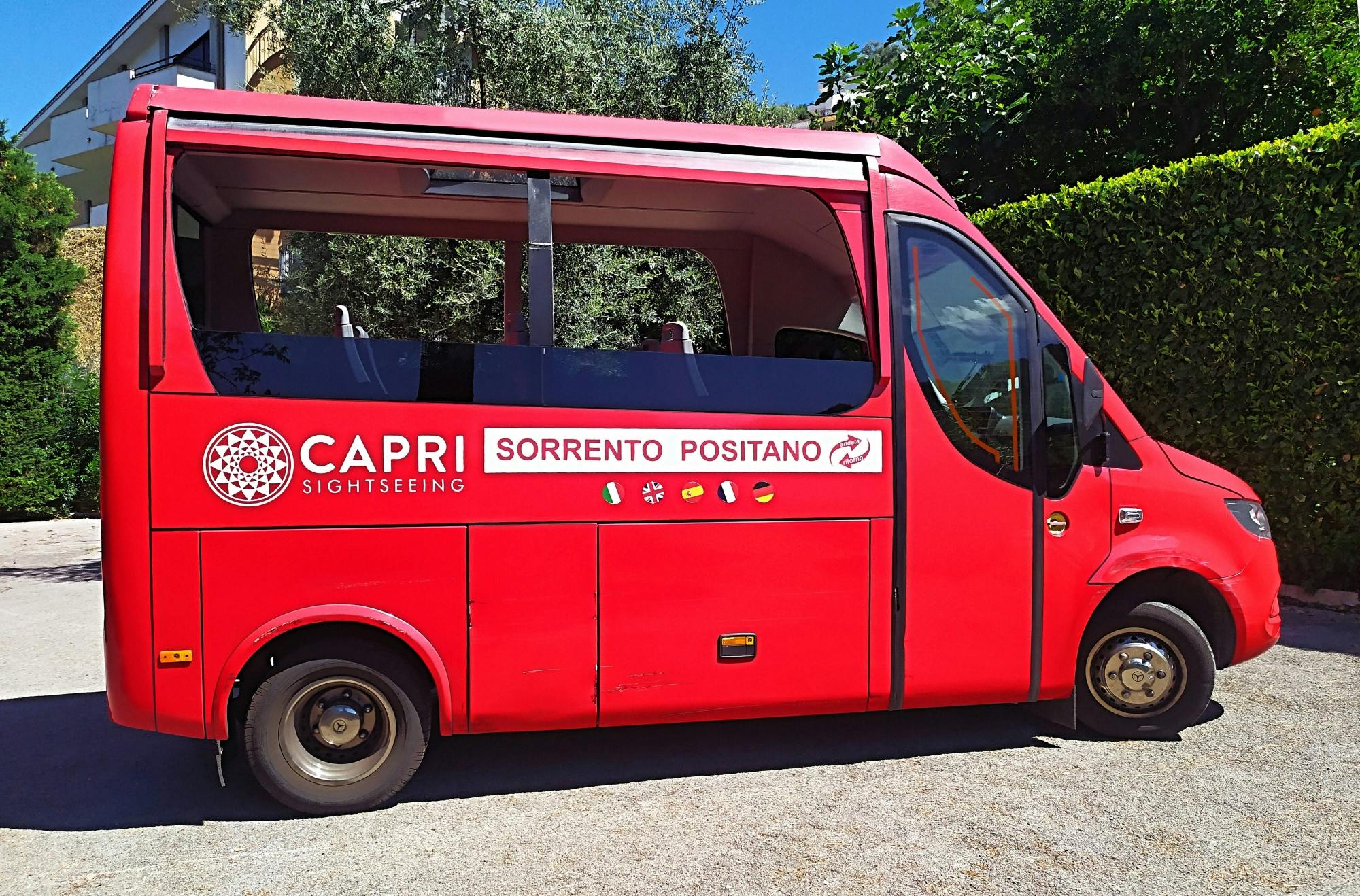 Positano Little Red Bus Shuttle Service from Sorrento