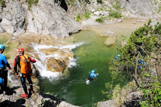 Slide and jump advanced canyoning tour in the Auerklamm Canyon
