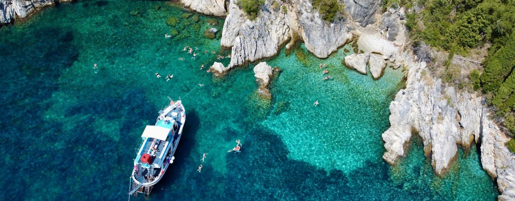 Corfu Blue Caves cruise with swim stops and onboard lunch