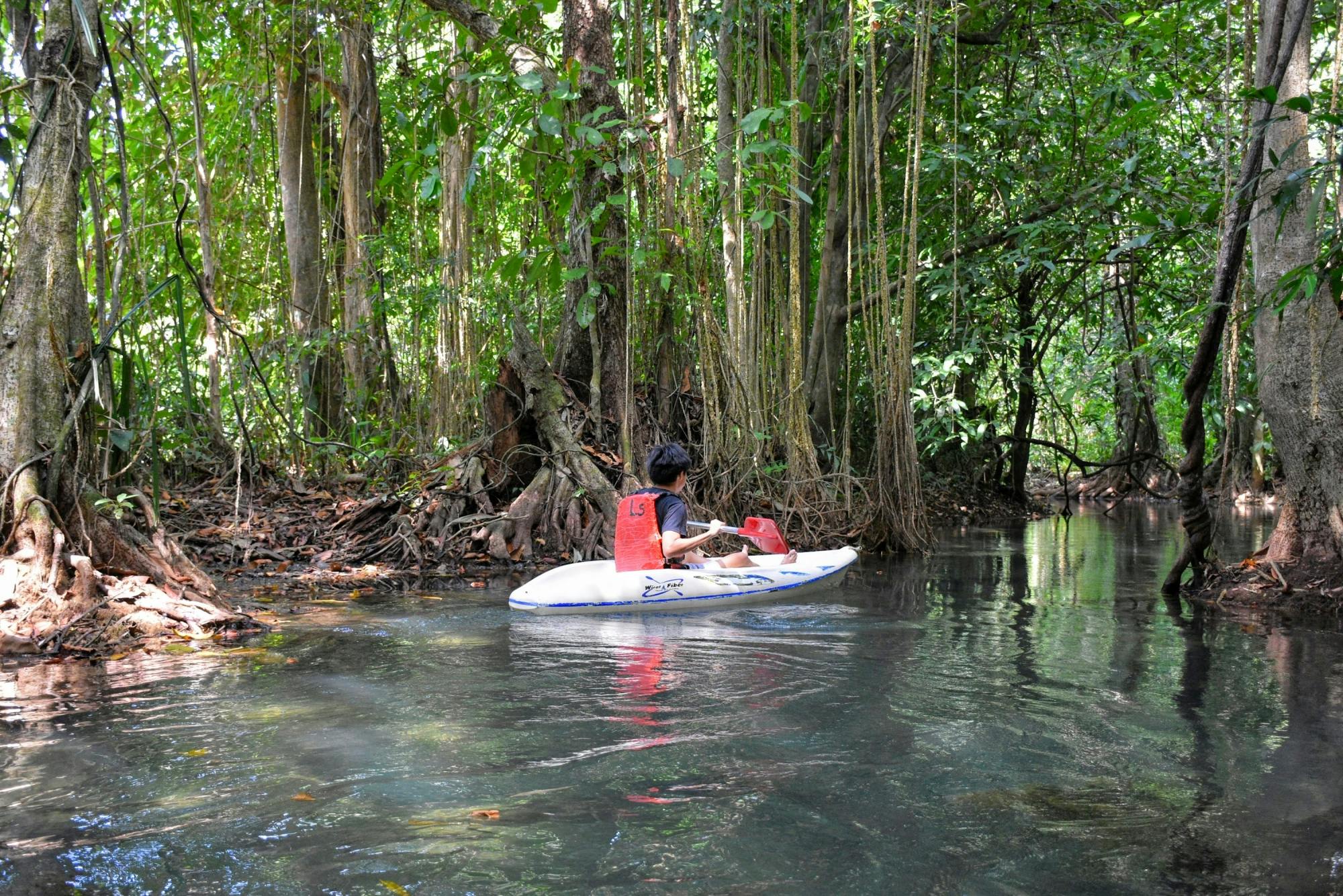 Excursión de medio día a Blue Lagoon en Klong Sra Kaew con kayak y vehículo todo terreno