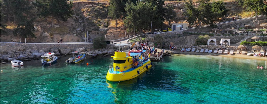 Boottocht op Hippo Submarine in Lindos en zwemmen in de Baai van Navarone