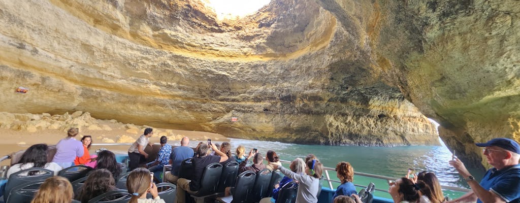 Grotte dell'Algarve e tour in barca al tramonto per osservare i delfini