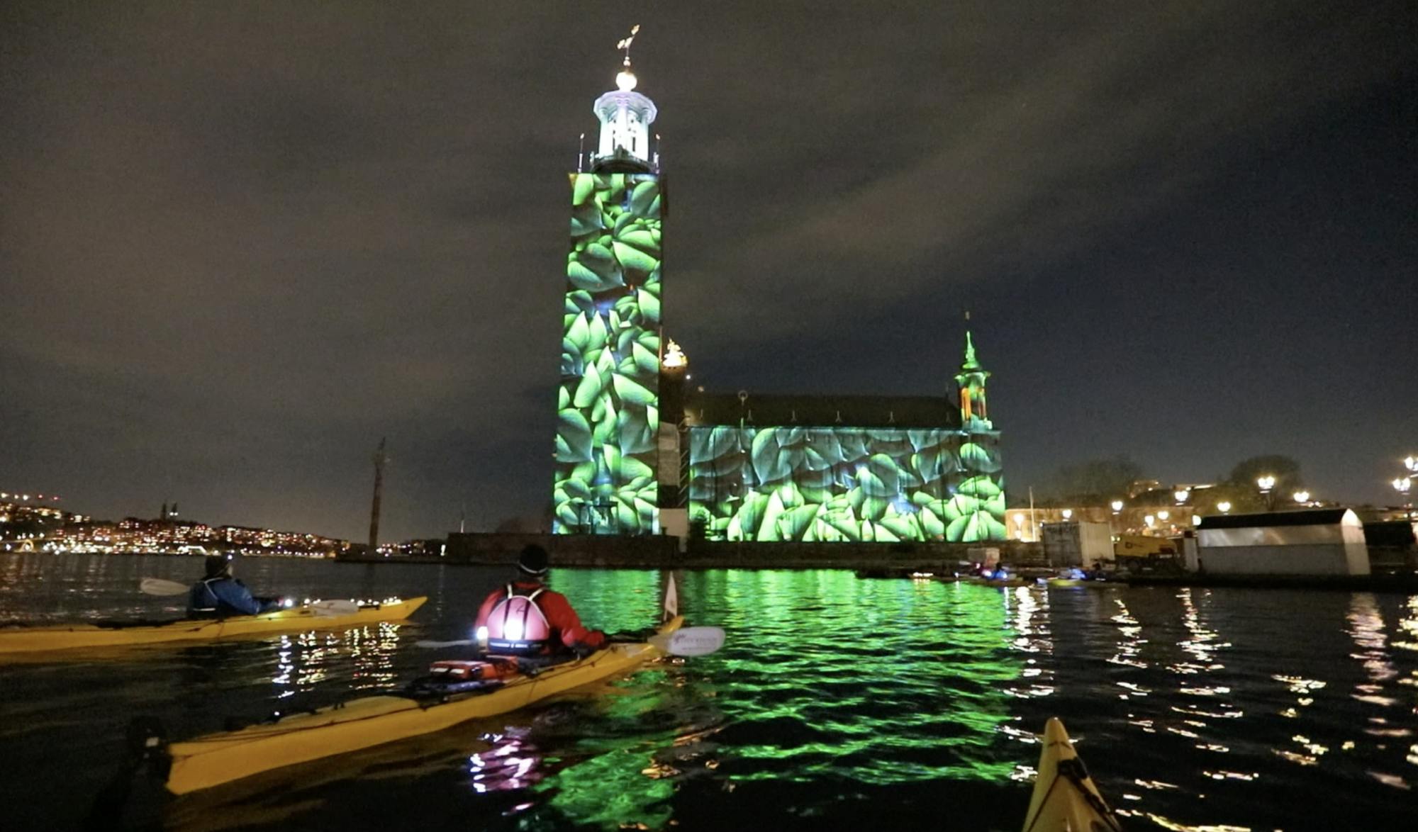 Kajaktocht door de Nobel Lights in Stockholm in de winter