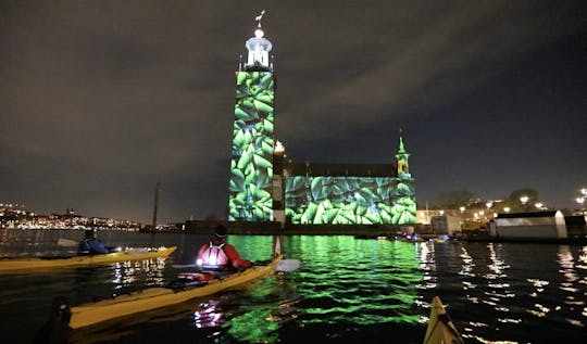 Kajaktocht door de Nobel Lights in Stockholm in de winter