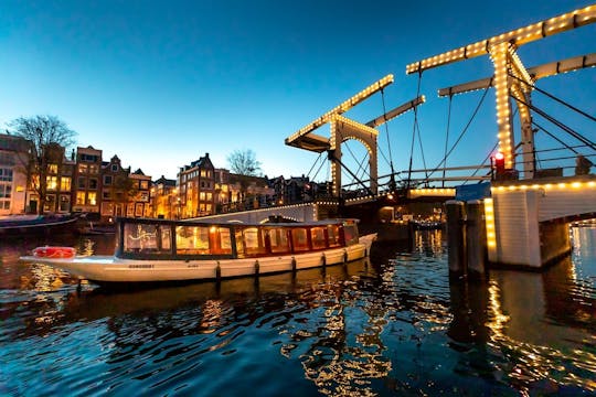 Amsterdam Light Festival canal cruise on a luxury boat with drinks