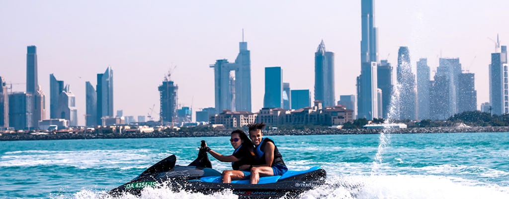 Jet ski ride in Dubai with views of Burj Khalifa and Burj Al Arab