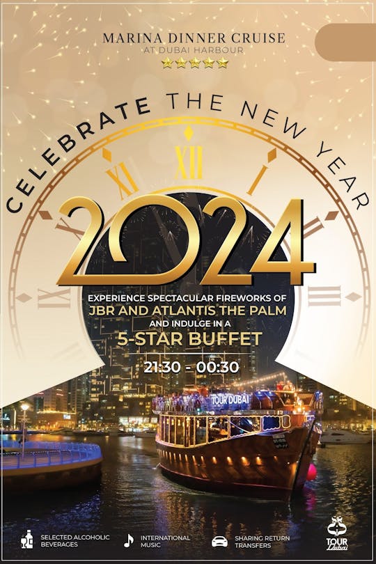 Véspera de Ano Novo de 2023 no Royal Marina Dhow Cruise