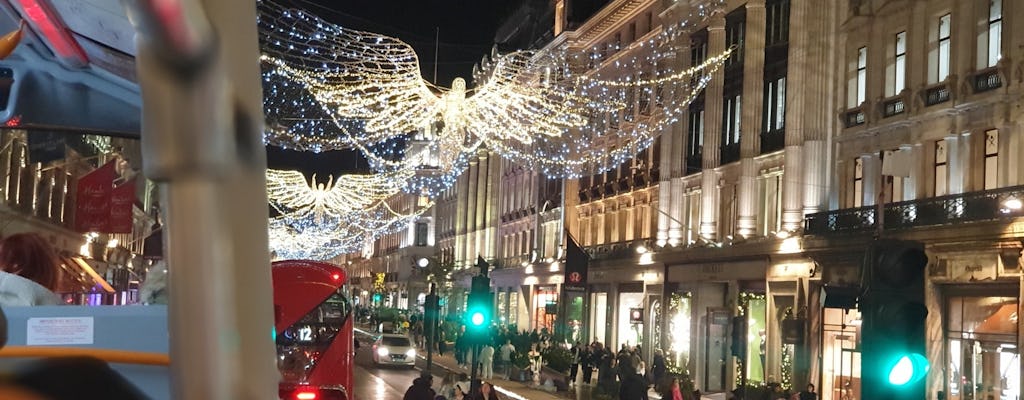 London Christmas lights tour on an upper deck bus