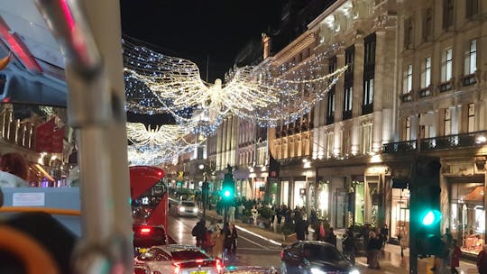 London Christmas lights tour on an upper deck bus