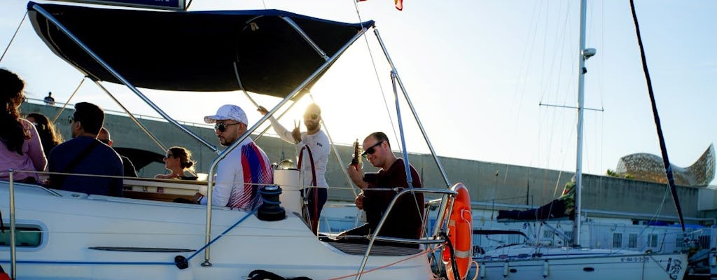 Barcelona sunset sailing experience with live Spanish guitar