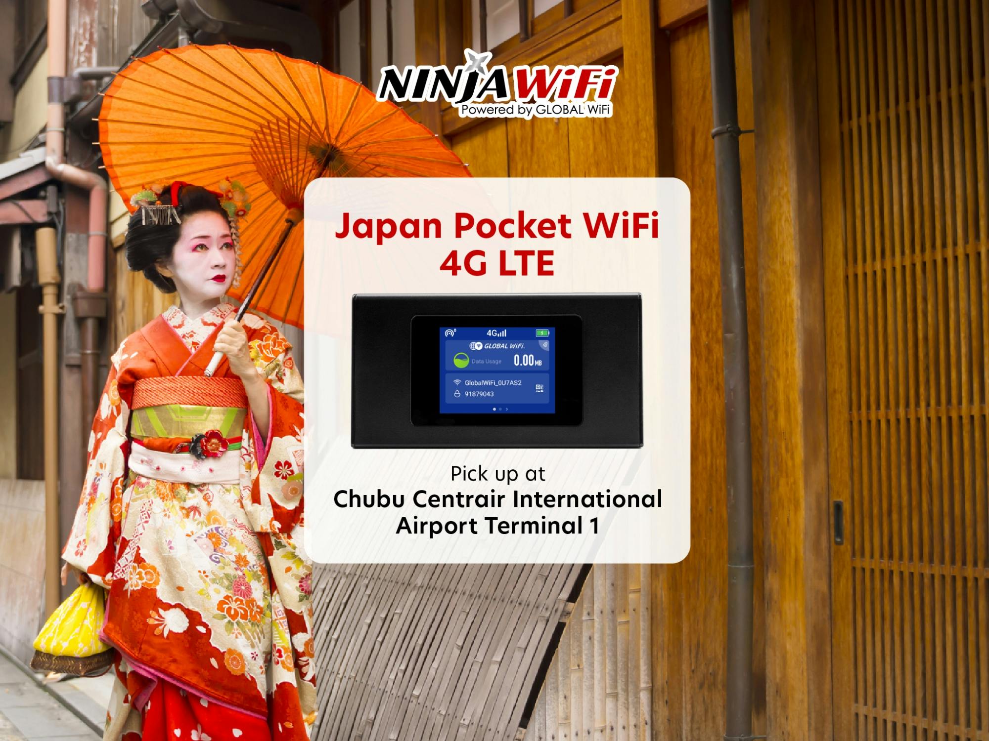 Wynajem mobilnej sieci WIFI na terminalu 1 lotniska Chubu Centrair w Nagoi