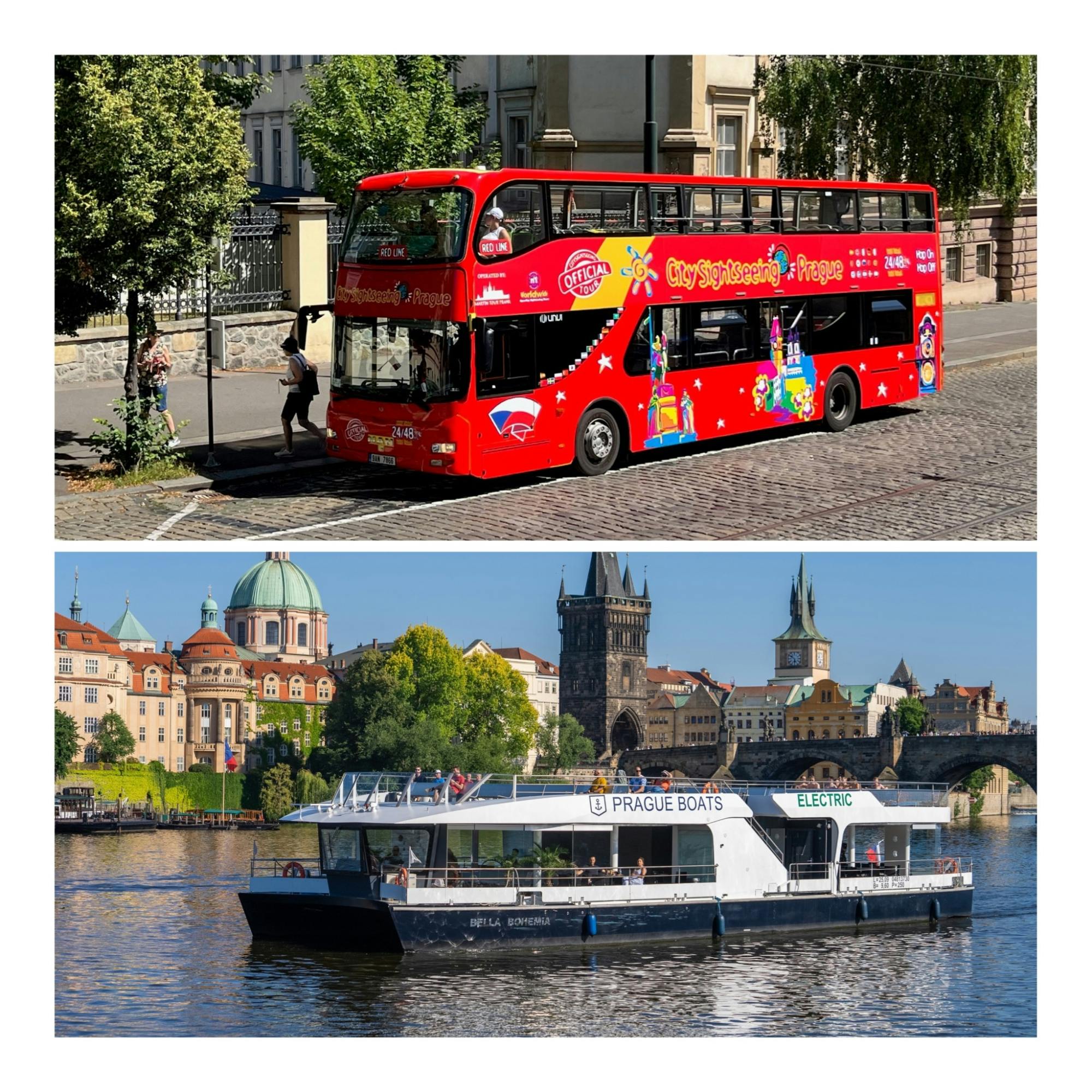 Tour di Praga in autobus hop-on hop-off City Sightseeing con tour in barca opzionale