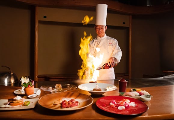Japanese Cuisine Sakura Kiwami course featuring Kobe beef