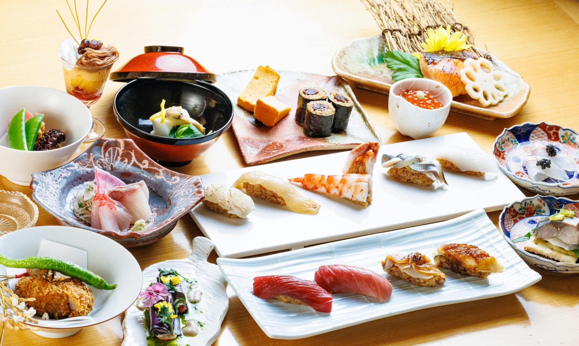 Dinner at Sushi MISUJI in Osaka Fuutou Sushi Kaiseki Course