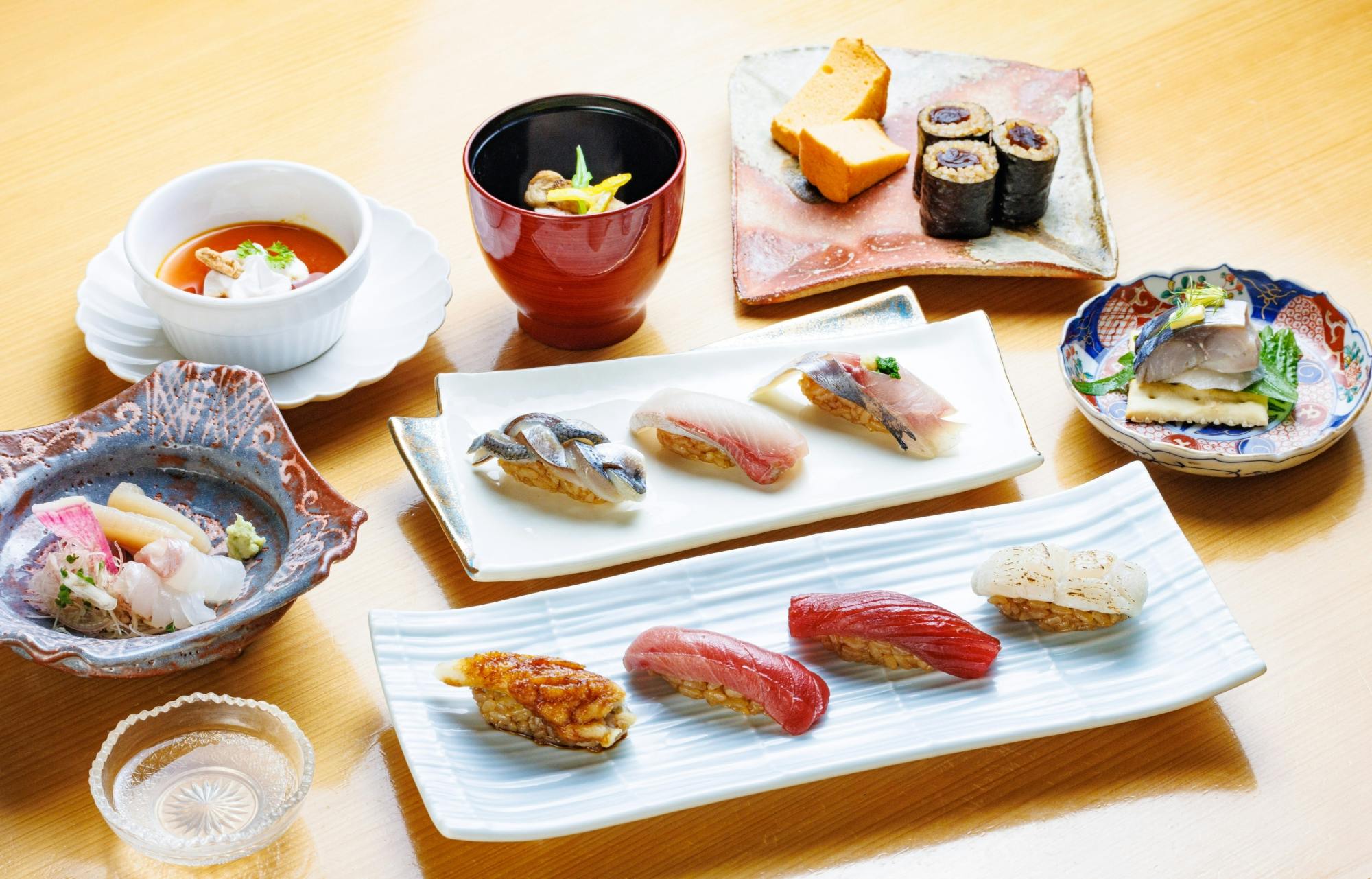 Lunch at Sushi MISUJI in Osak Hamakaze Sushi Kaiseki Course