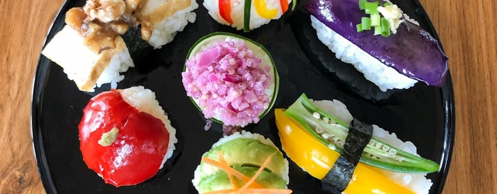 Sushi estilo vegano fazendo aula em Kanagawa