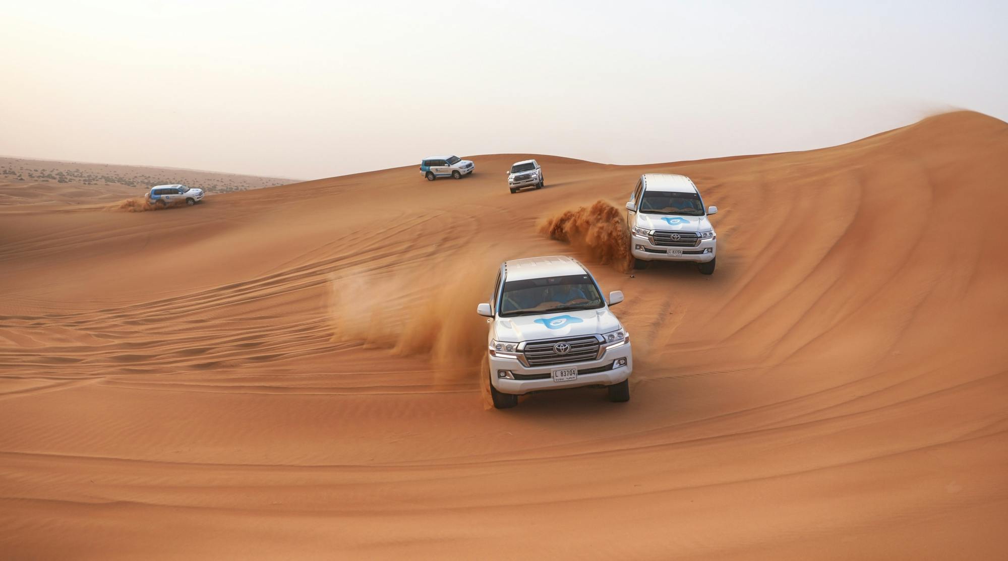 Dubai ochtendwoestijnsafari met dune bashen, sandboarden, kameelrijden