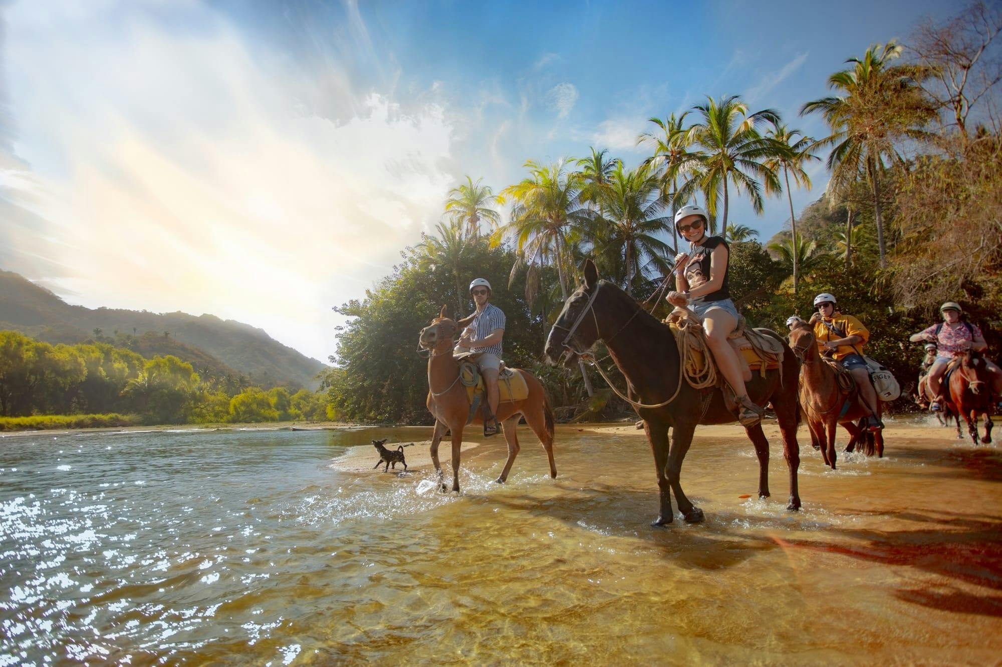 Ingresso para o safári marítimo e passeio a cavalo na Baía de Banderas