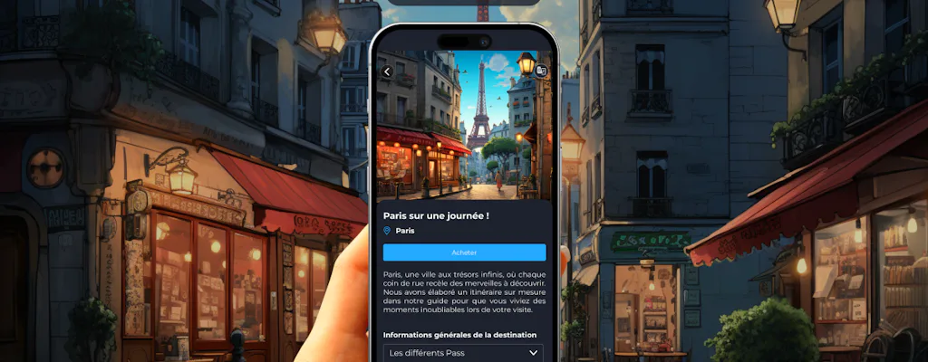 Digital Paris guide on a smartphone screen (Musement listing image)