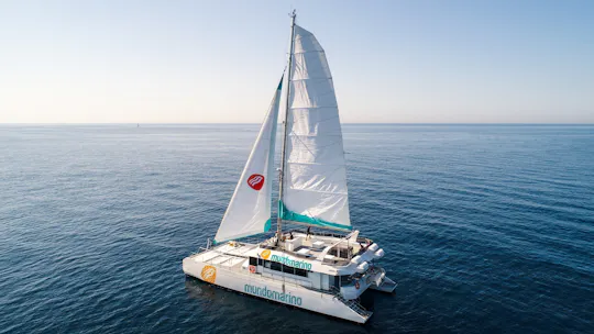 Katamaran-Kreuzfahrt bei Sonnenuntergang in der Bucht von Malaga mit Cava