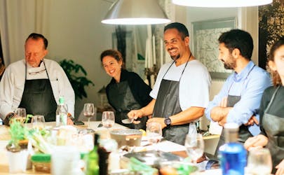 Mediterranean cooking class, tapas sampling and dinner in a private lounge