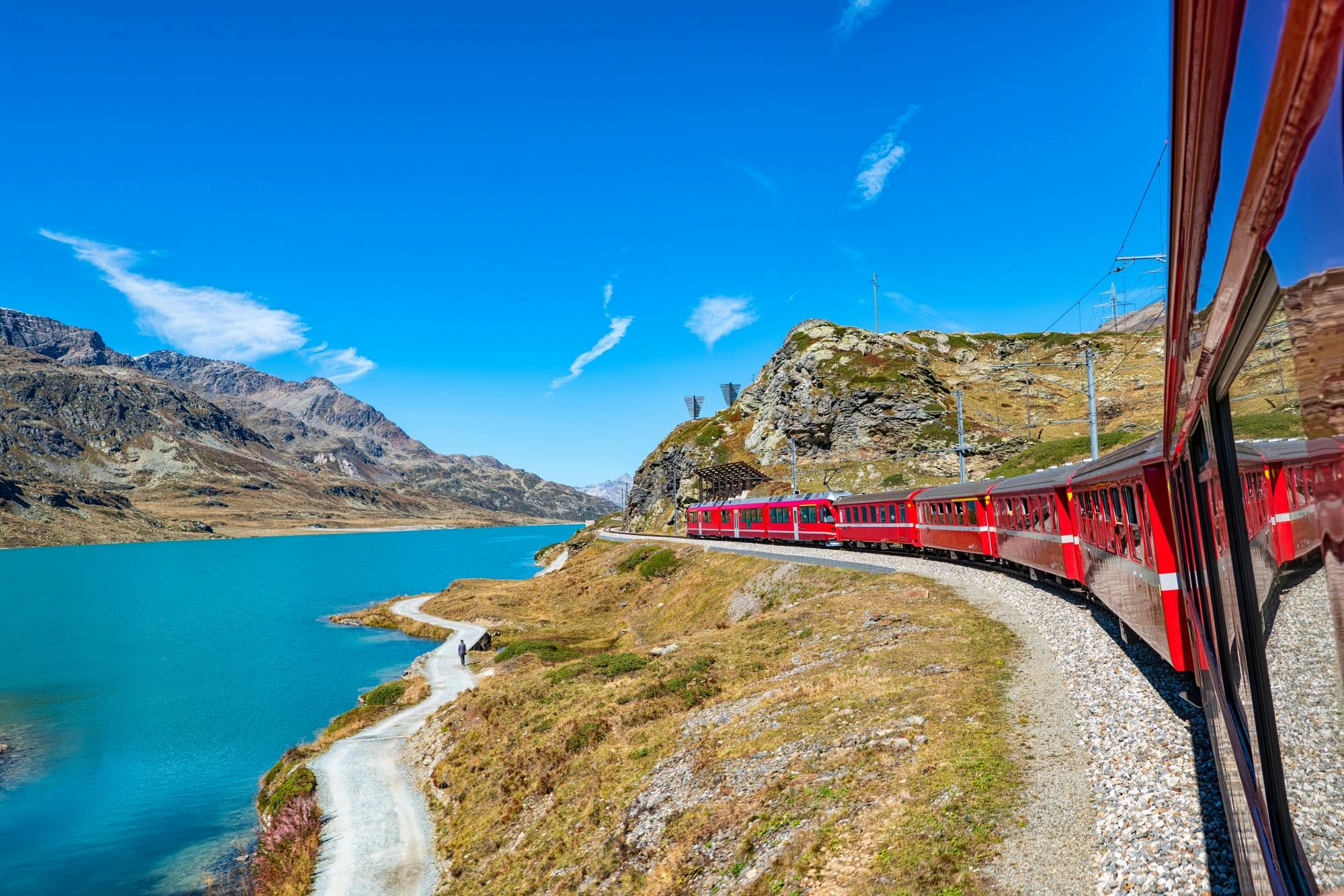 St. Moritz and Swiss Alps with Bernina Red Train from Milan