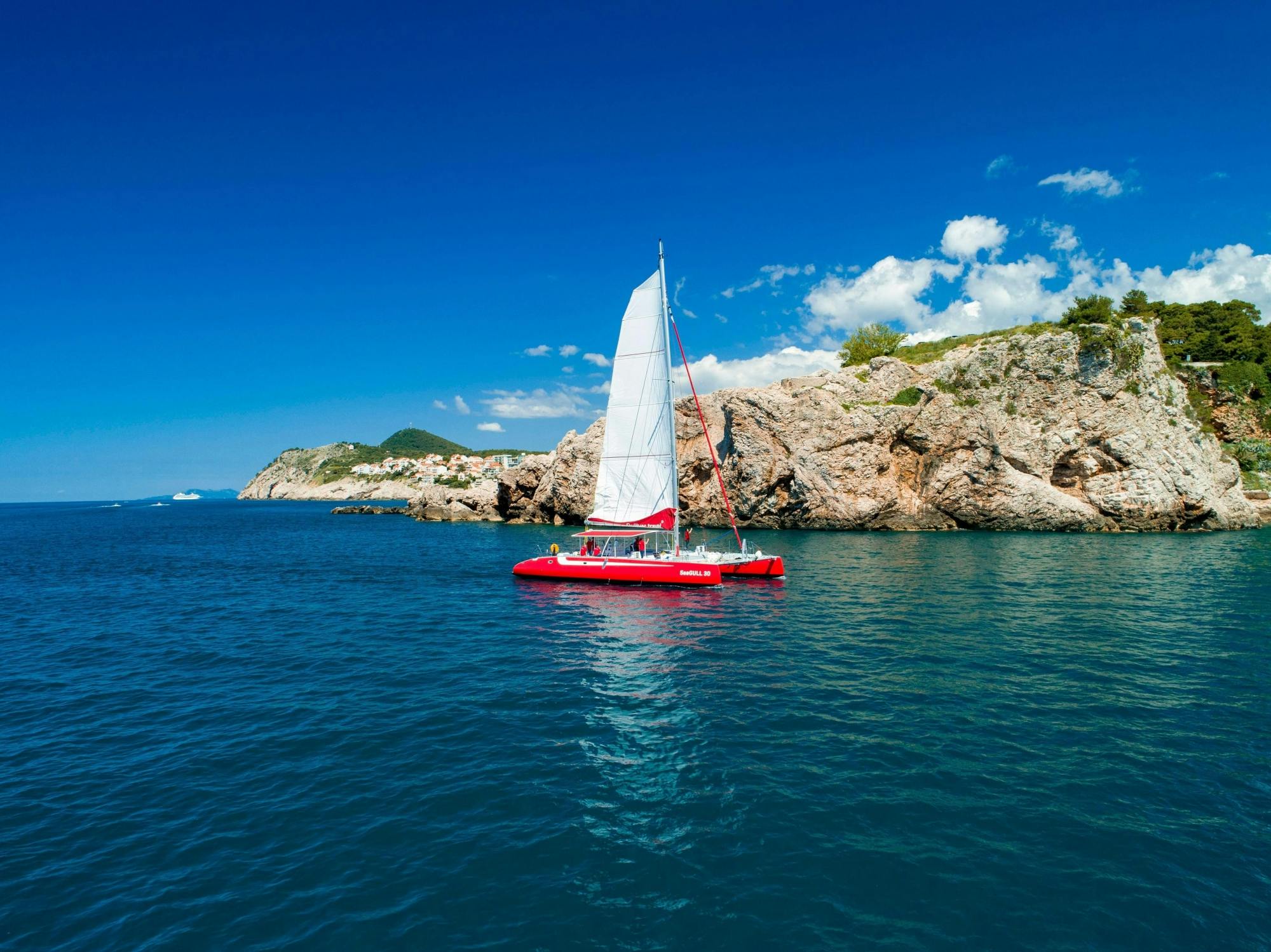 Croisière en catamaran à Dubrovnik et à la grotte bleue avec pauses baignade