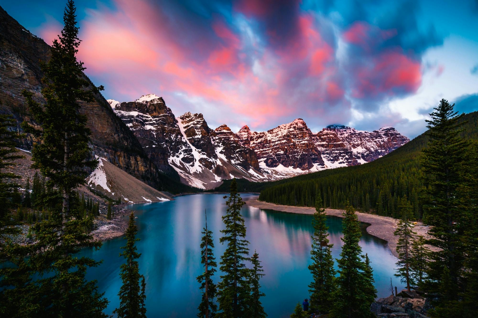 Moraine Lake Sunrise and Lake Louise from Canmore-Banff