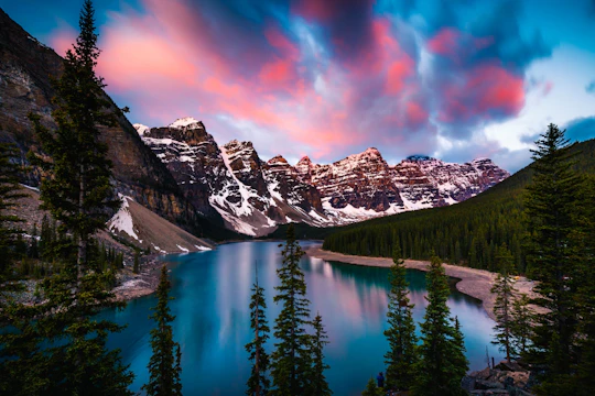 Moraine Lake Sunrise and Lake Louise from Canmore-Banff