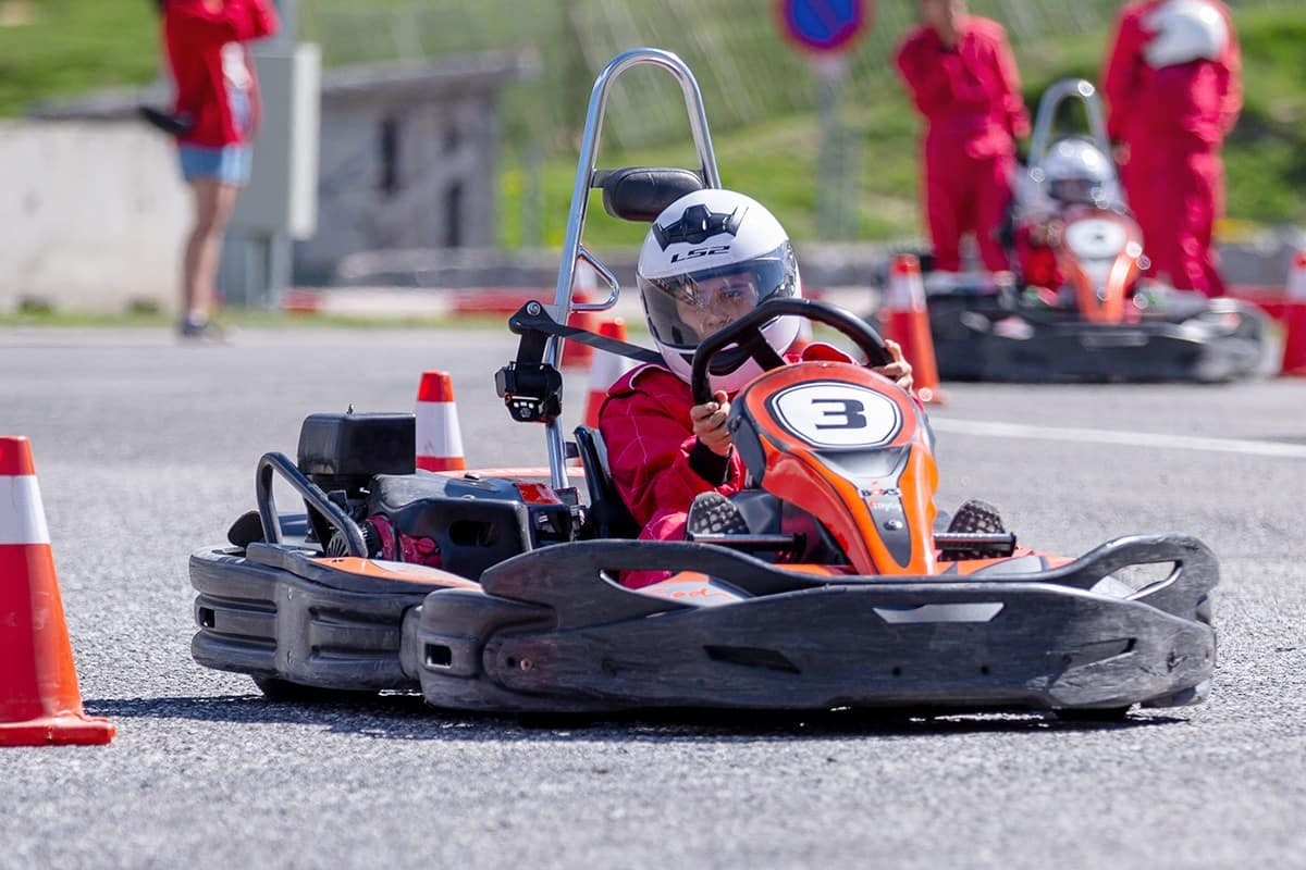 Karting or pit bike racing at Andorra Circuit