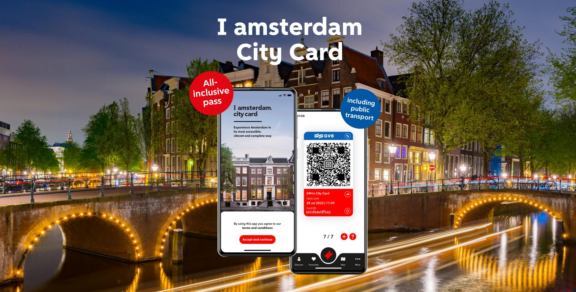 Tarjeta turística I Amsterdam City Card de 24, 48, 72, 96 o 120 horas