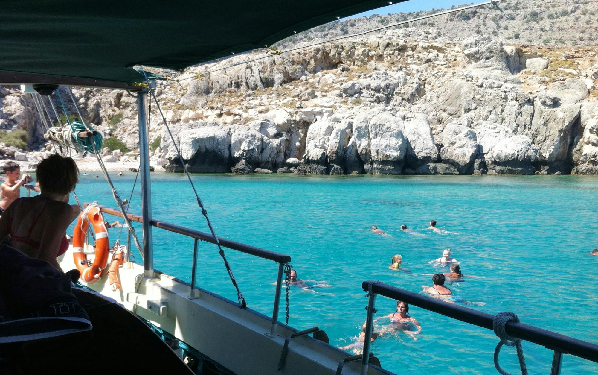 Boat Trip to Lindos with Swim Stops from Kolymbia Port