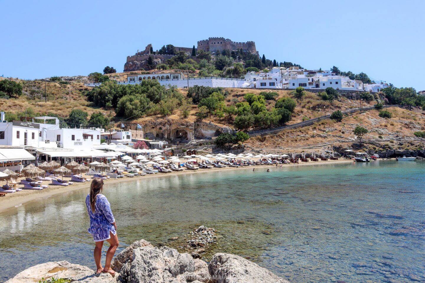 Boat Trip to Lindos with Swim Stops from Kolymbia Port